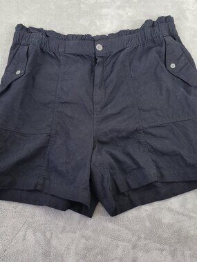 Old Navy Women XL Black Paperbag Waist Shorts 100% Cotton Elastic BLA84E